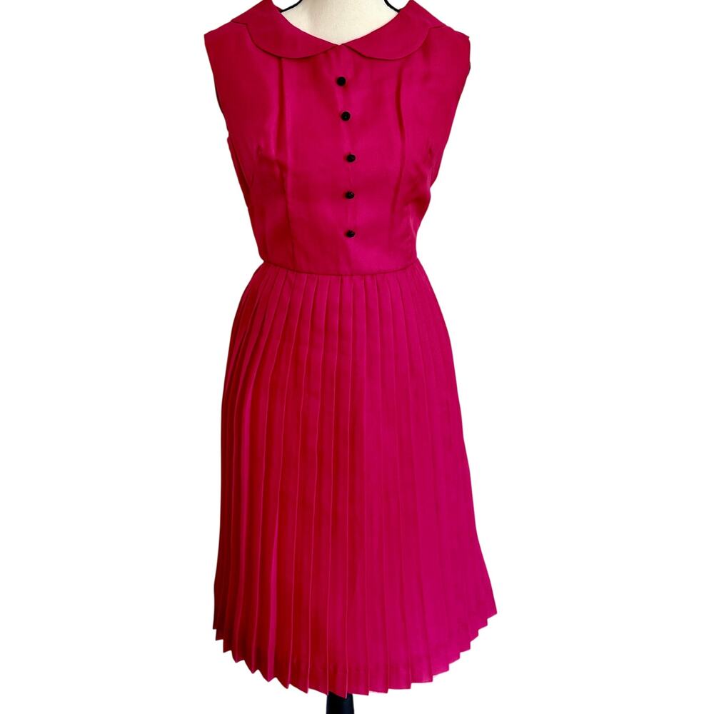 Vintage 60's Diolen Accordion Pleated Pinup Dress Rockabilly Retro Peter Pan